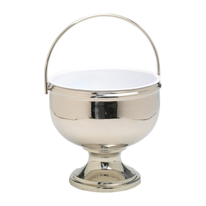 Holy Water Vat with Removable Enamelled Metal Liner, Nickel Silver Plated Brass 18cm / 7 Inches Diameter