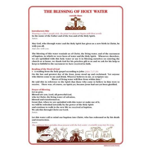 Blessing Of Holy Water (Outside Mass), A4 Size Laminated Altar Card