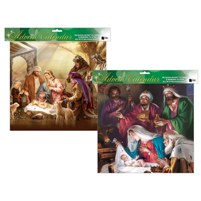 Christmas Holy Family and The 3 Kings, 2 x Advent Calendars With Glitter, Different Designs ONLY 1 X AVAILABLE