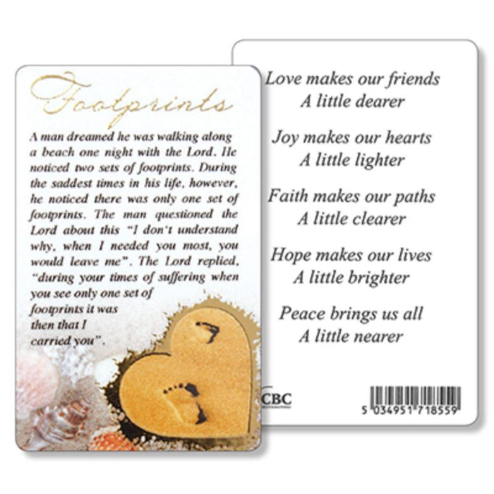 Footprints, Laminated Prayer Card