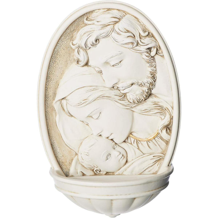 Holy Family, Holy Water Font 20cm / 8 Inches High, Cast White Resin, by Joseph's Studio