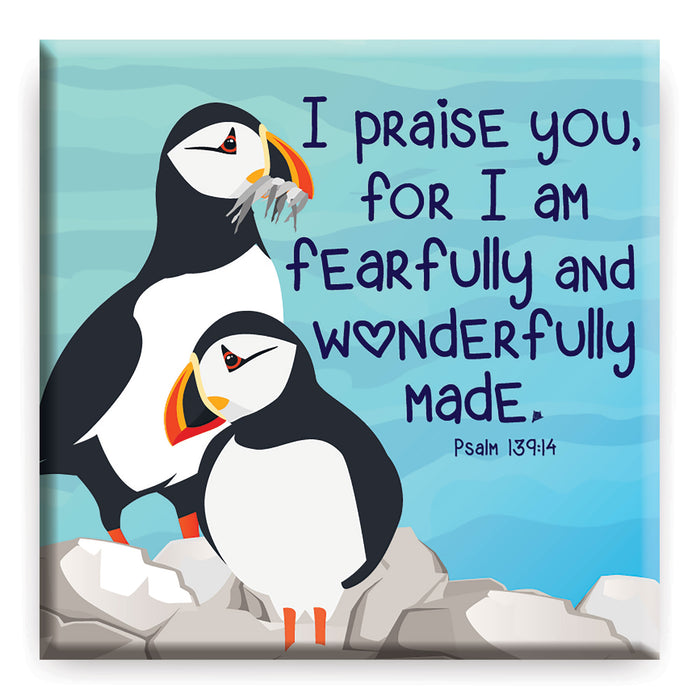 I Praise You For I Am Fearfully And Wonderfully Made, Fridge Magnet With Bible Verse Psalm 139:14 Size 6.5cm Square