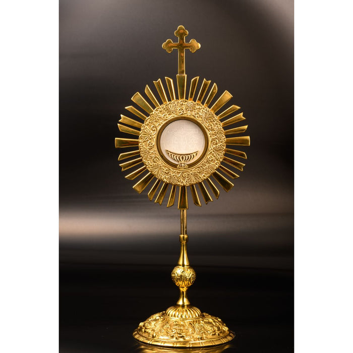 Monstrance, Sunray Design Gold Plated Brass 47cm / 18.5 Inches High