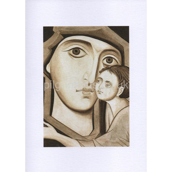 Mother and Child Detail with a Sepia Coloured Finish, Icon Greetings Card Blank Inside