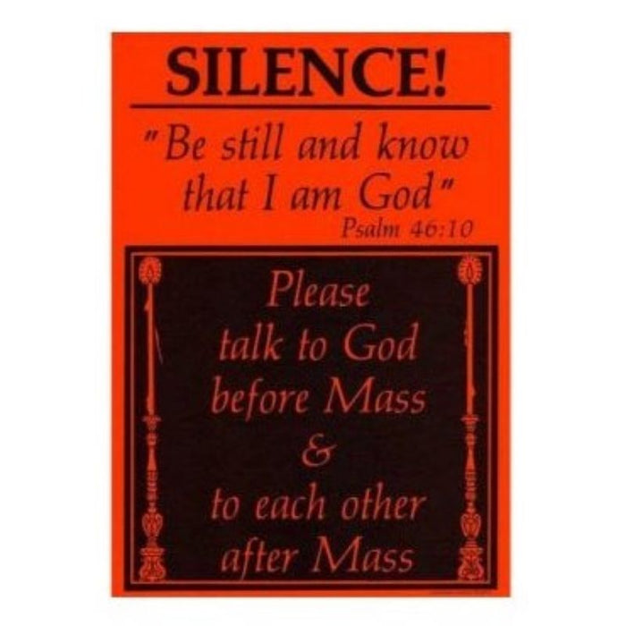 Please Be Silent Before Mass Notice, A4 Size Laminated Altar Card