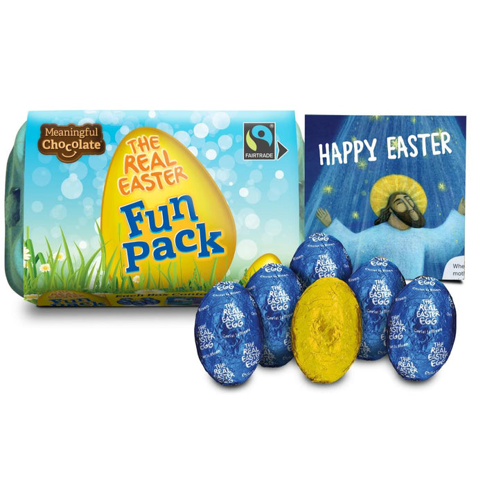 Fun Pack 2025 Edition - Real Easter Eggs, 6 x 20g Fairtrade Chocolate Eggs, by The Meaningful Chocolate Company