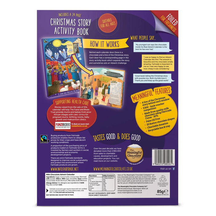 The Real Advent Calendar Pack of 30, With Fairtrade Chocolate's and a 24 Page Book, 2024 Edition by The Meaningful Chocolate Company