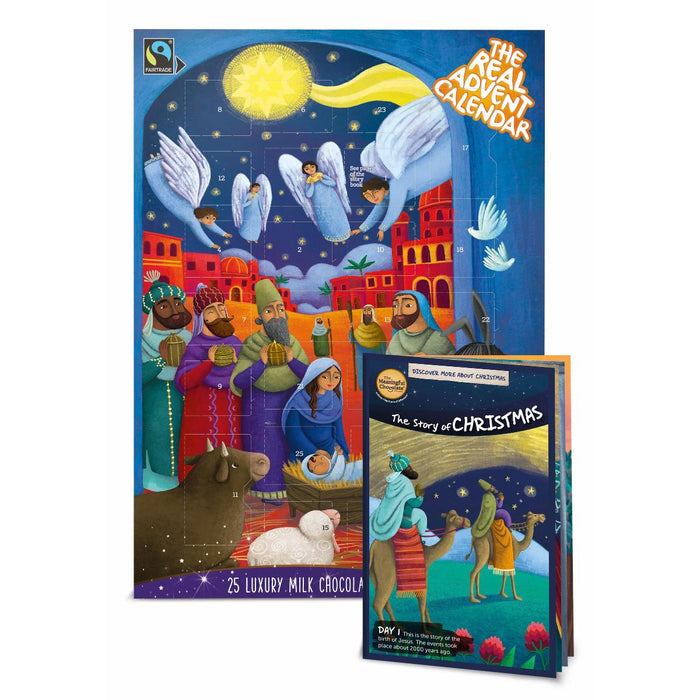 The Real Advent Calendar Pack of 12, With Fairtrade Chocolate's and a 24 Page Book, 2024 Edition by The Meaningful Chocolate Company