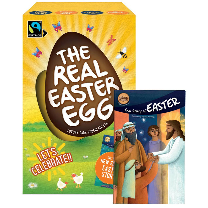 The Real Easter Egg, Fairtrade Dark Chocolate Egg with a 24 Page Easter Story Activity Book, by The Meaningful Chocolate Company
