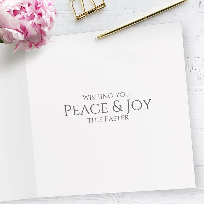 Easter Greetings Cards Pack of 5 Happy Easter With Cross and Sheep, With Bible Verse On the Inside Matthew 28:6