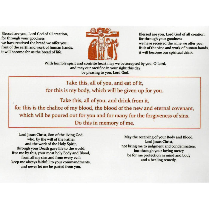 Words Of Institution Card (Common Worship A-B-C and on reverse Roman), A4 Size Laminated Altar Card