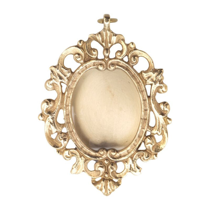 Reliquary Gold Plated Brass, Wall Hanging Baroque Design 11cm / 4.25 Inches High