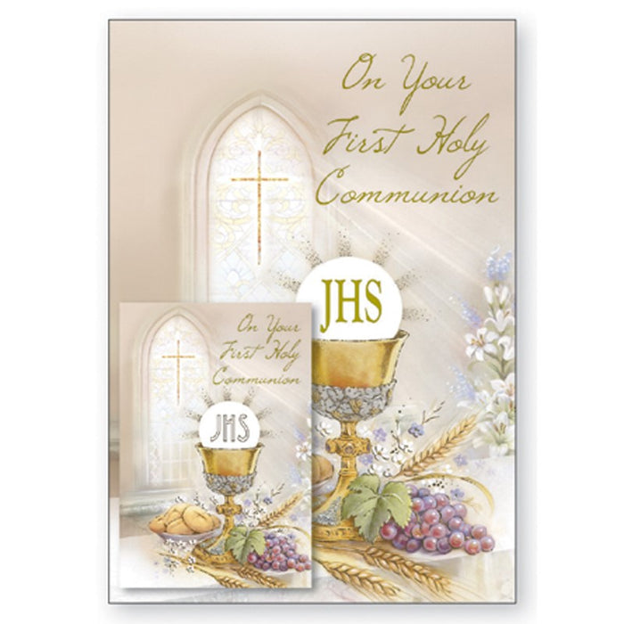 On Your First Holy Communion, Greetings Card With Detachable Prayer Card