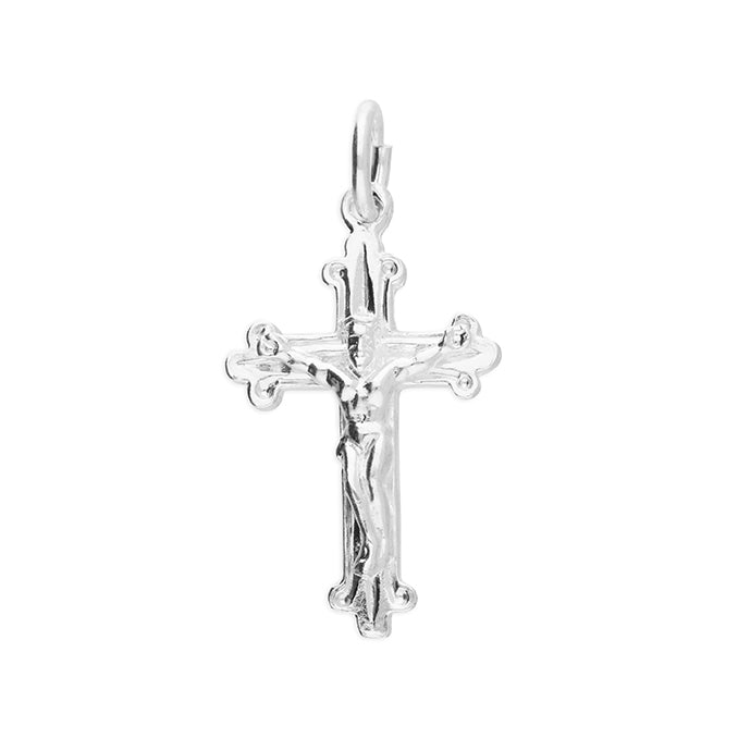 Sterling Silver Crucifix Pendant 20mm High Trefoil Design