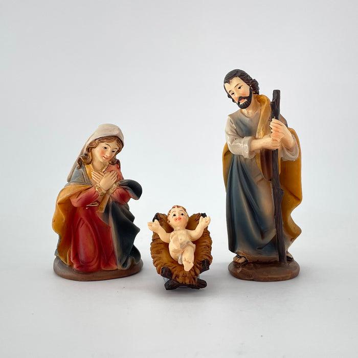 Nativity Crib Figures 9cm / 3.5 Inches High, Set of 11 Handpainted Resin Figures With Gold Highlights
