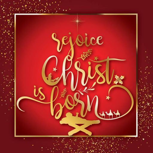 Christian Christmas Cards, Charity Christmas Cards Pack of 10, Rejoice Christ Is Born With Bible Verse Inside Luke 2:11
