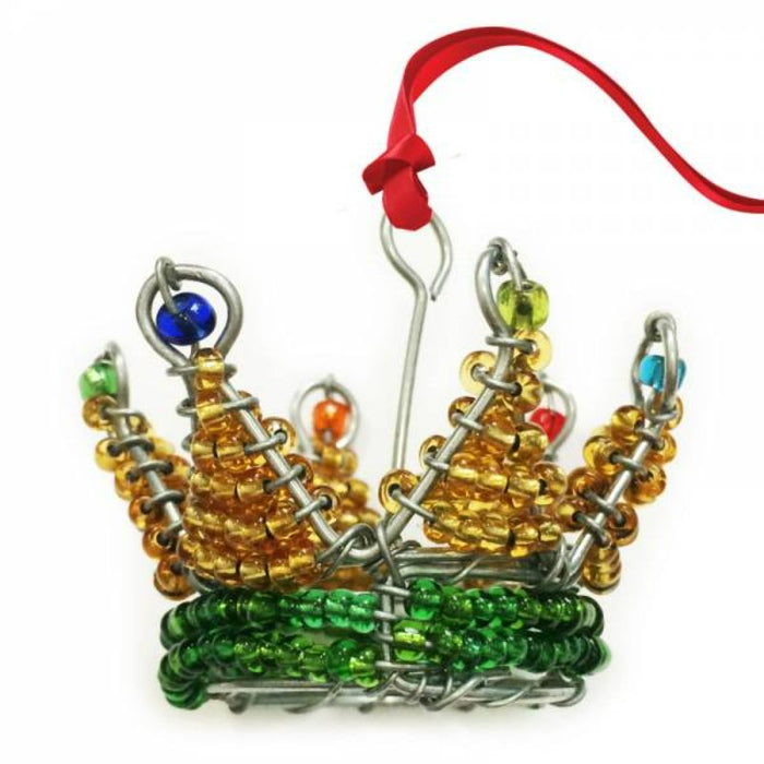 17% OFF Beaded Multicoloured Crown, Handmade Christmas Decoration From South Africa 5cm / 2 Inches Wide