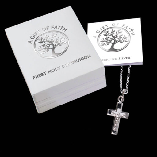 First Holy Communion Catholic Gifts, A Gift Of Faith Sterling Silver Crucifix & Chain