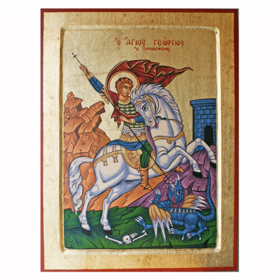St George and the Dragon Recessed Handmade Icon, Available In 4 Sizes