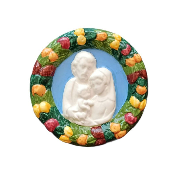 Holy Family Della Robbia Ceramic Plaque 11cm / 4.25 Inches Diameter