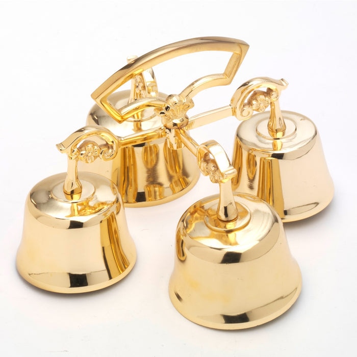 Altar Handbells 4 Chime, Gold Plated Brass 23cm / 9 Inches Wide