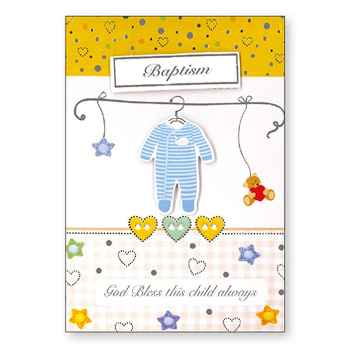 Baptism Greetings Card For A Baby Boy, 3 Dimensional Design