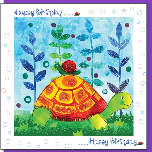 Christian Birthday Greetings Card, Tortoise and the Snail Design With Bible Verse