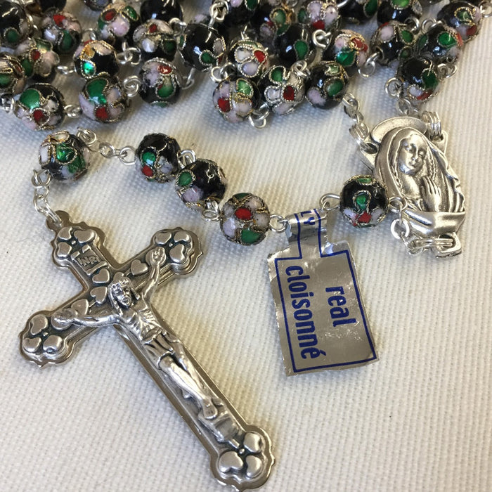 Black Cloisonne Rosary 8mm Beads
