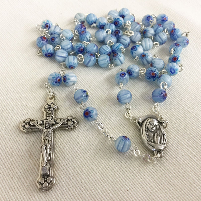 Blue Murano Glass Rosary 6mm Beads