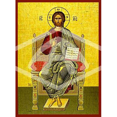 Christ Enthroned, Mounted Icon Print Size 20cm x 26cm