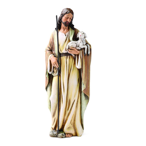 Christ the Good Shepherd Statue 15cm - 6 Inches High Resin Cast Figurine Jesus Christ Holding a Lamb Catholic Statue