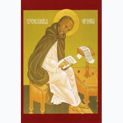 Orthodox Icons Saint Columba of Iona, Mounted Icon Print