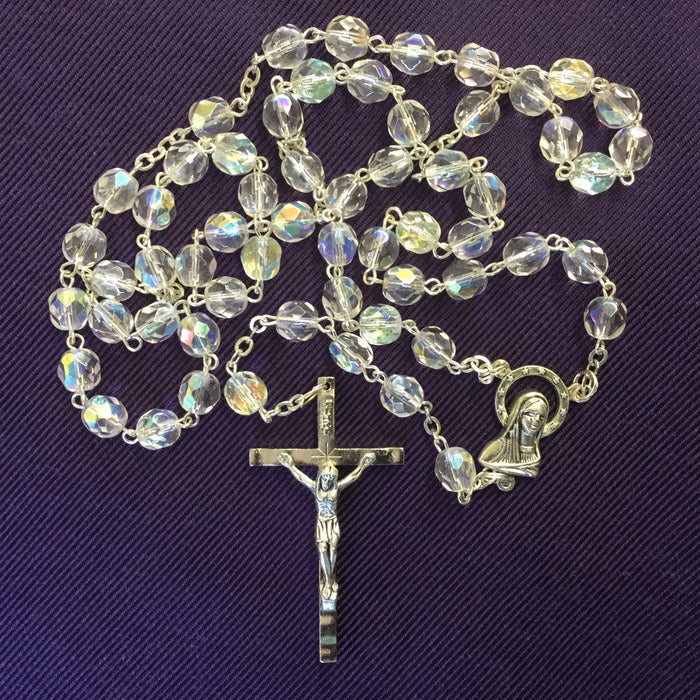 Crystal Coloured Glass Rosary 7mm Beads