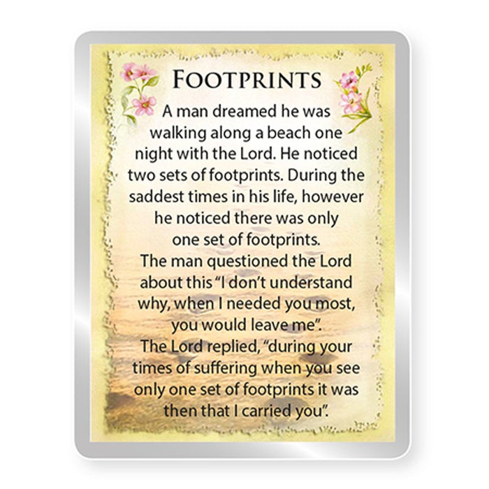 Footprints, Prayer Magnet 8cm High