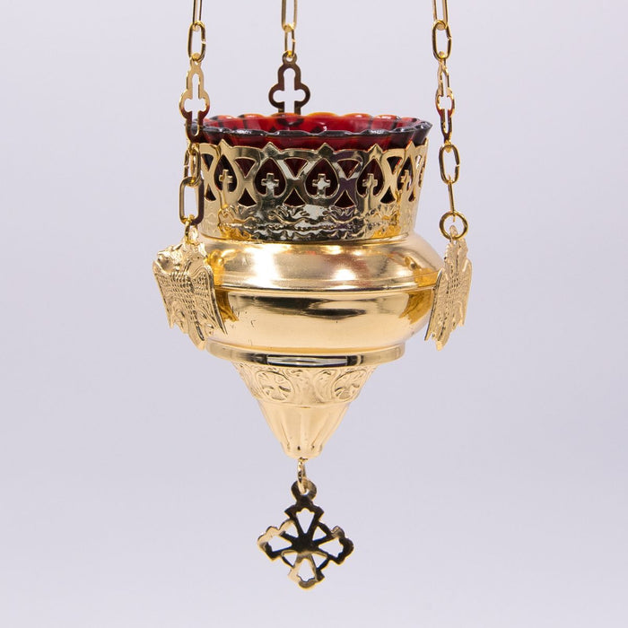 20% OFF Hanging Vigil Sanctuary Lamp Gold Plated, With Double Headed Eagle Emblem On Chain Holder