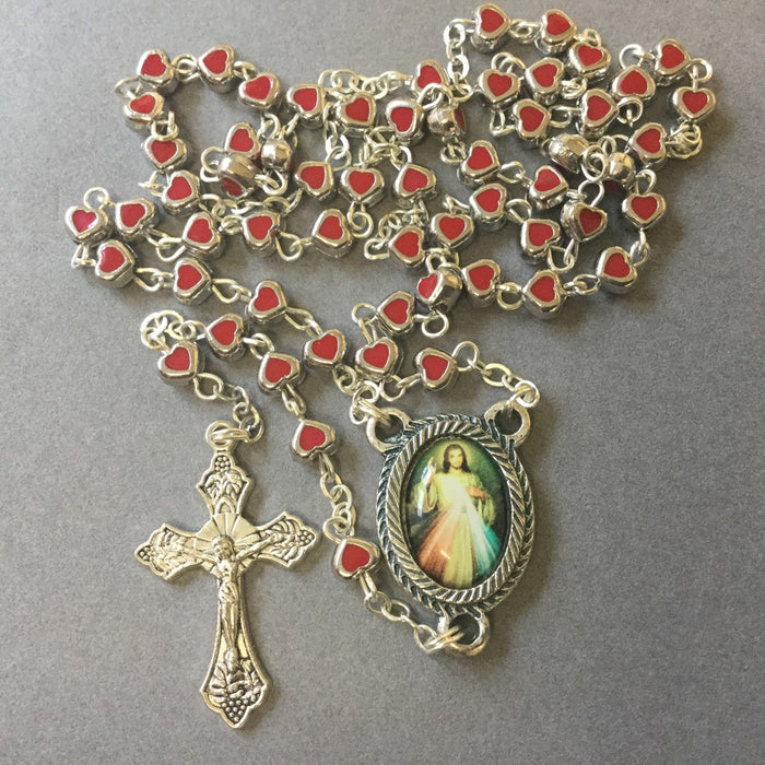 Heart Shaped Rosary Beads Divine Mercy