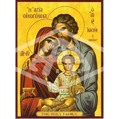 Holy Family, Mounted Icon Print Size 20cm x 26cm Youthful Joseph