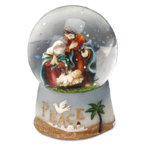 Nativity Holy Family Snow Globe, Peace & Dove Base 6.5cm High