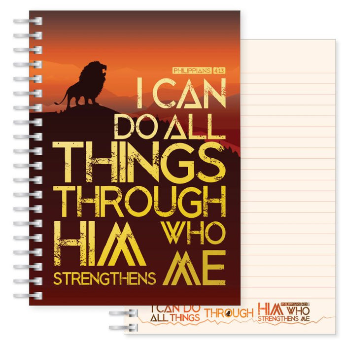 I can do all things through Him who strengthens me, Notebook 160 Lined Pages With Bible Verse Philippians 4:13 Size A5 21cm / 8.25 Inches High