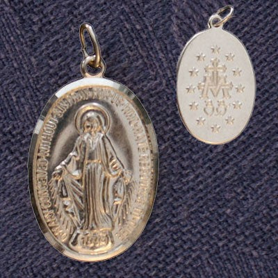 Miraculous Medal 21mm High Sterling Silver Pendant