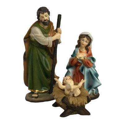 Nativity Crib Set, 11 Handpainted Resin Figures With The Kings Seated On Camels 20cm / 8 Inches High and 59cm / 23 Inches Wide Stable