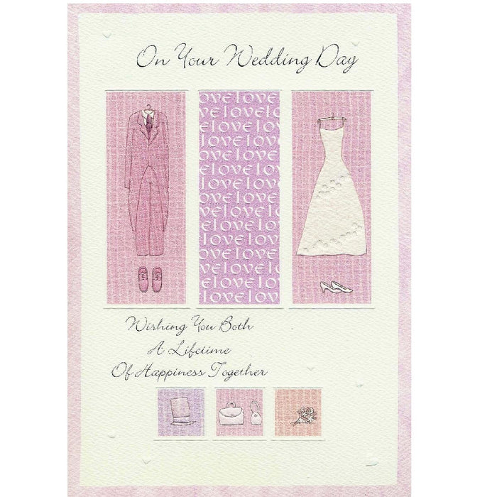 On Your Wedding Day, Embossed Parchmant Greetings Card