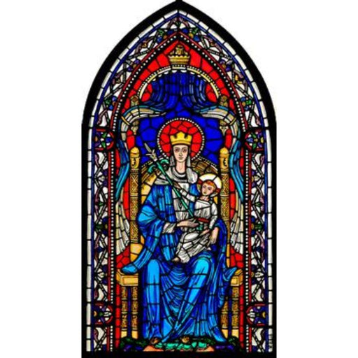 Cathedral Stained Glass, Our Lady of Walsingham Window St John the Baptist RC Cathedral Norwich, Stained Glass Window Transfer 29cm High