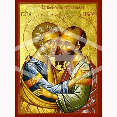Peter and Paul the Apostles The Embracement, Mounted Icon Print Size 20cm x 26cm