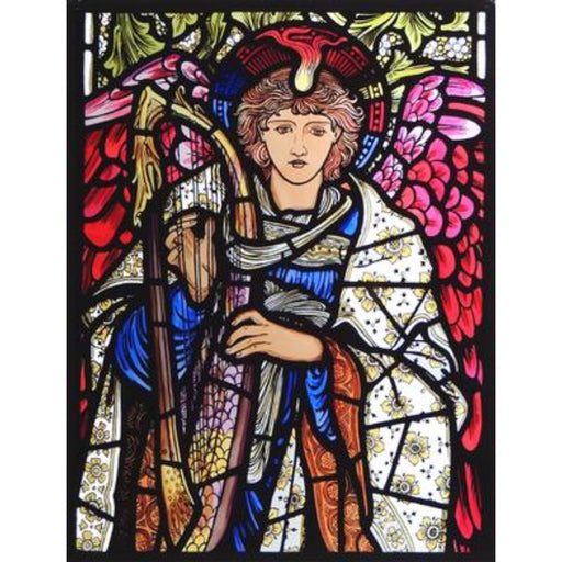 Cathedral Stained Glass, Praising Angel, by Edward Burne Jones Sailsbury Cathedral, Stained Glass Window Transfer 17cm High