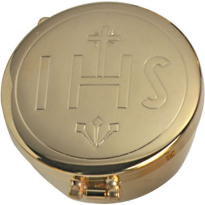 Gold Plated Pyx, Extra Deep Design With I.H.S. Engraved Lid, Holds 20 Peoples Wafers