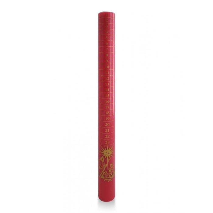 Dated Red Coloured Advent Candle, Size 12 Inches High