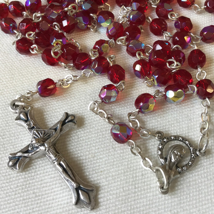 Red Glass Rosary 5mm Beads
