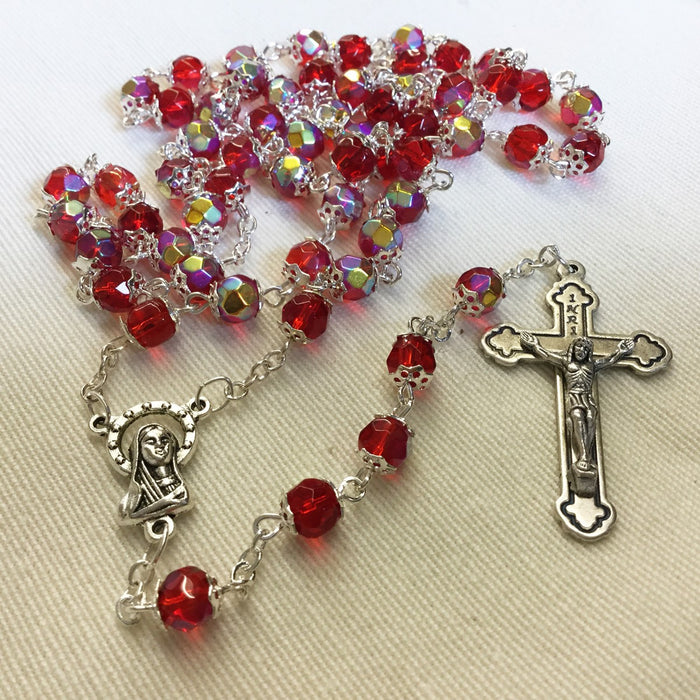 Red Glass Rosary 6mm Diameter Beads