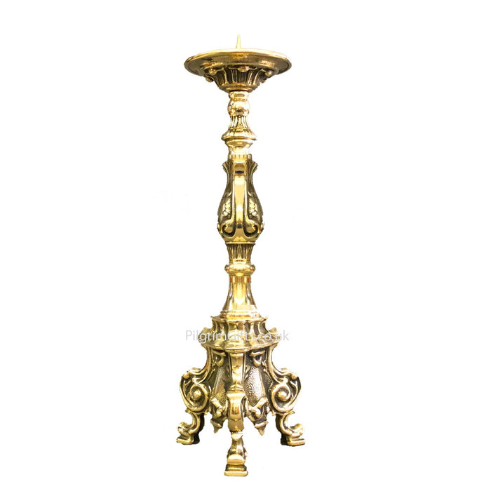 Roccoco Design, Heavy Brass Candlestick 15 Inches High